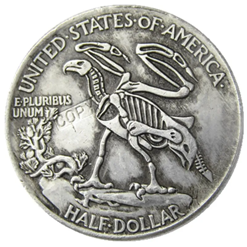 

FK(01)Hobo 1916 Walking Liberty Half Dollar Skull Design Coin Copy