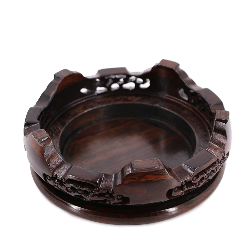 Billig Ebenholz Geschnitzt Basis Durchbohrte Vase Basis Klammern Steine Teekannen Bonsai Blumentöpfe Weihrauch brenner Buddha Mahagoni Kreisförmigen Basis