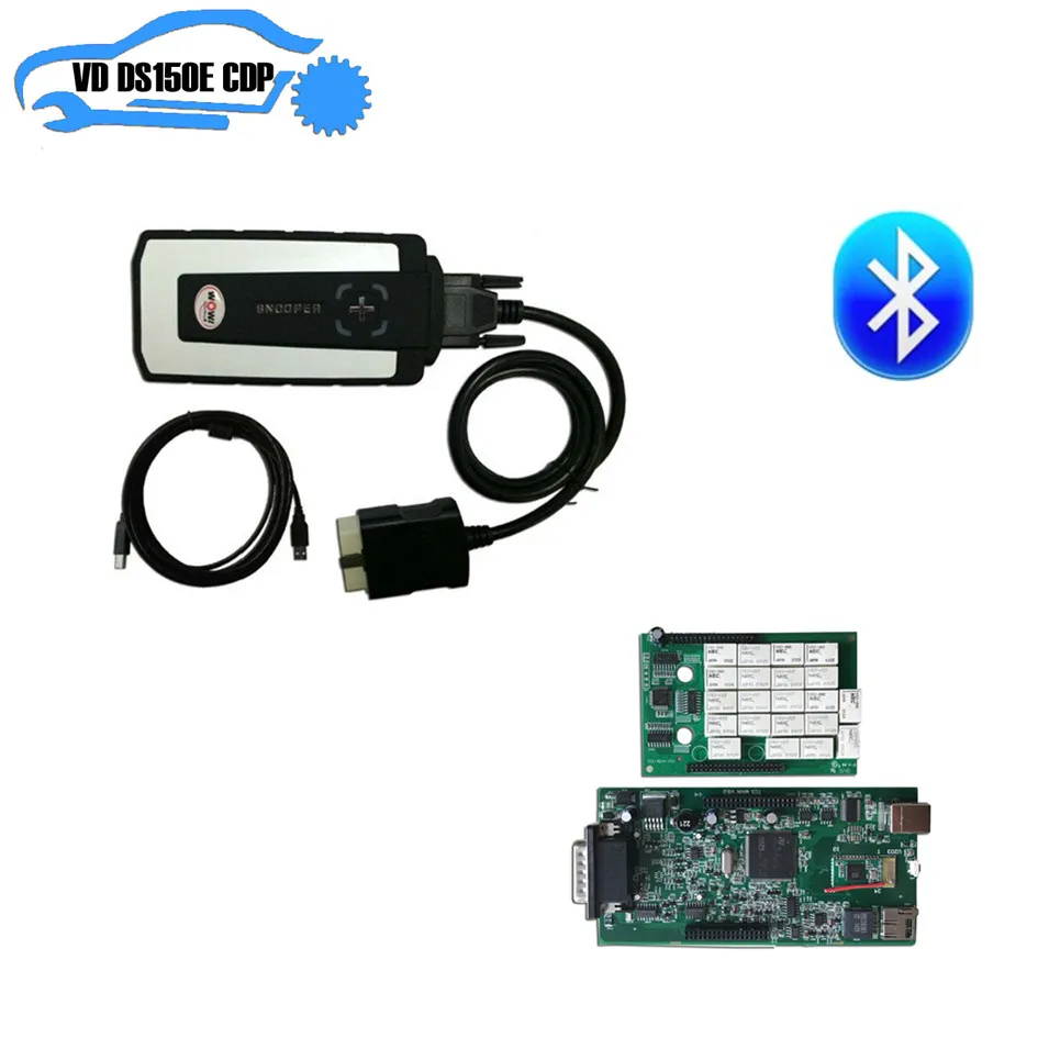 

snooper wow 5.008 on cd for delphis ds150e new vci with bluetooth +8 pcs full set car cable for autocoms can choose