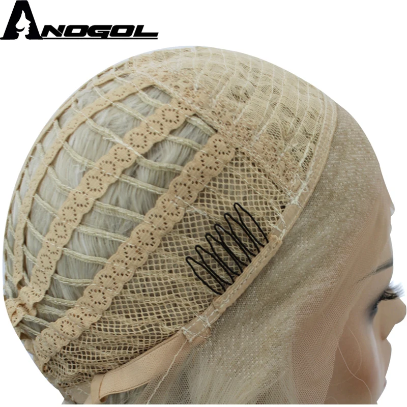 Anogol высокое температура волокно натуральный длинные вьющиеся перука ручной работы часть оранжевый волос синтетические волосы на