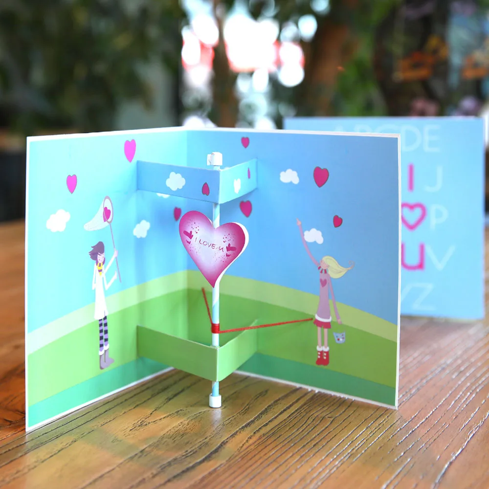  3D pop up Romantic wedding invitation Lover Valentines Day Postcards greeting card laser cut handma - 32843498917