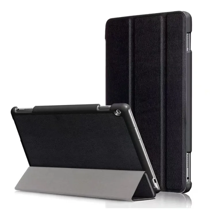 Кожаный чехол для медиа-планшета M3 Lite 10, Магнитный флип-чехол с подставкой для huawei Mediapad M3 Lite 10,1 BAH-W09 BAH-AL00+ пленка - Цвет: Black