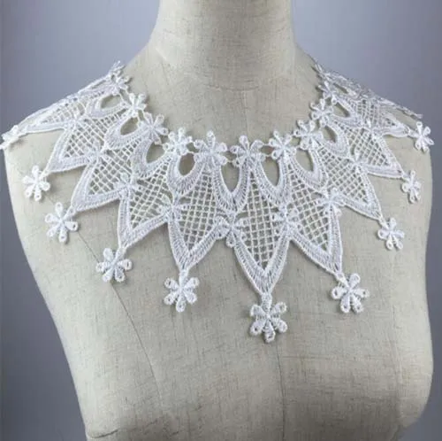 Lace Garment Accessories Lace Accessories Lace Sewing Accessories Clothing Accessories White Embroidery Collar Venise Sequin Floral Embroidered Applique Lace Neckline Collar Garment Accessories Scrapbooking