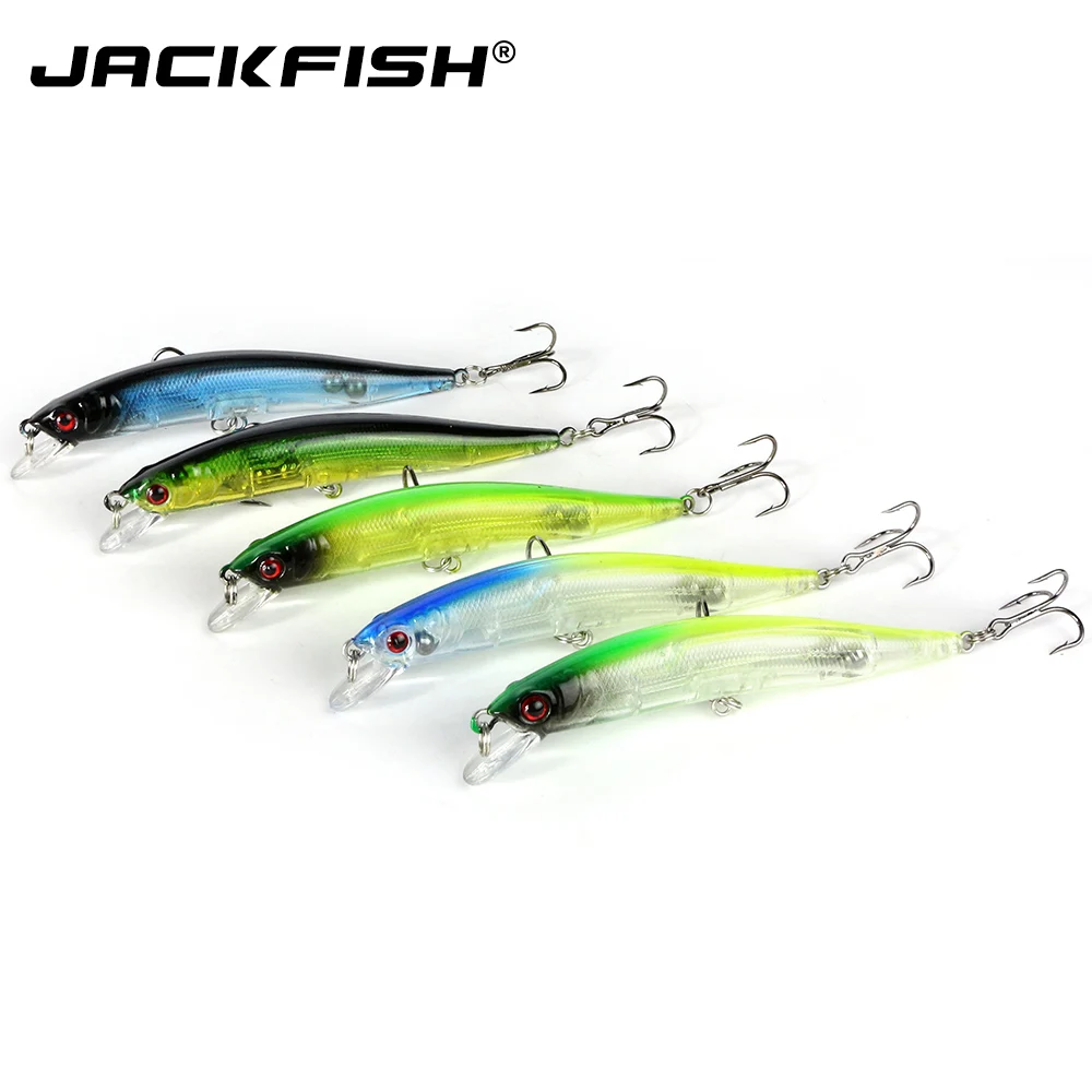 

JACKFISH прозрачные цветные рыболовные приманки, 5 шт./лот, приманка для рыбной ловли, воблер 12 см, 9 г, приманка в виде гольяна для окуня, кренкбейт, снасть, бесплатная доставка