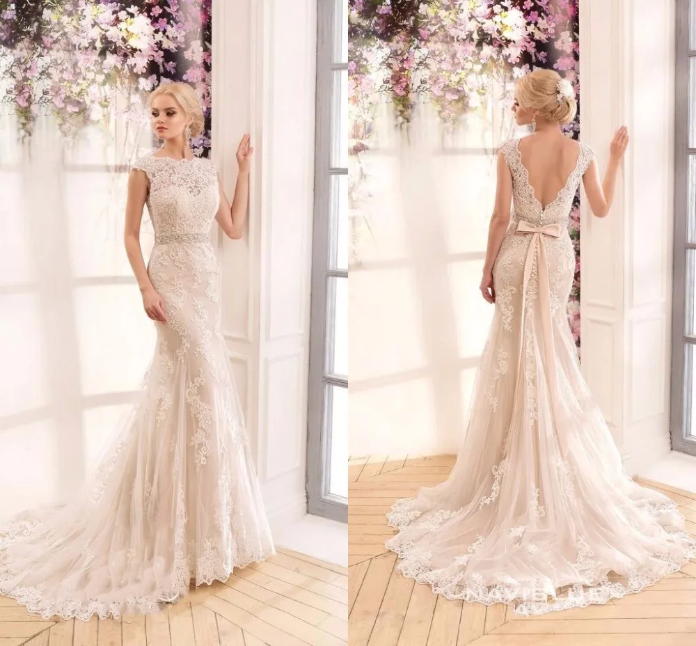 2016-Gorgeous-Lace-Mermaid-Wedding-Dresses-Boat-Neck-Cap-Sleeves-Backless-Beaded-Ribbon-Vintage-Bridal-Gowns