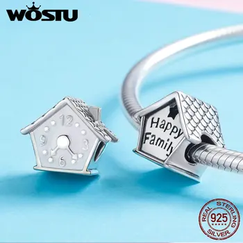 

High Quality 925 Sterling Silver Sweet Home Happy Family Charm Beads Fit Original Brand Bracelet Berloques Authentic Jewelry
