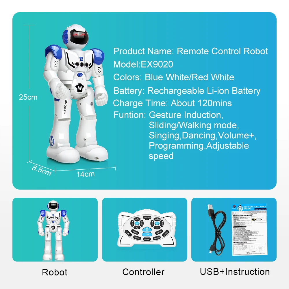 DODOELEPHANT RC Smart Robot Remote Control Robot Toy Action Figure With Gesture Function Toy For Boys Children Birthday Gift