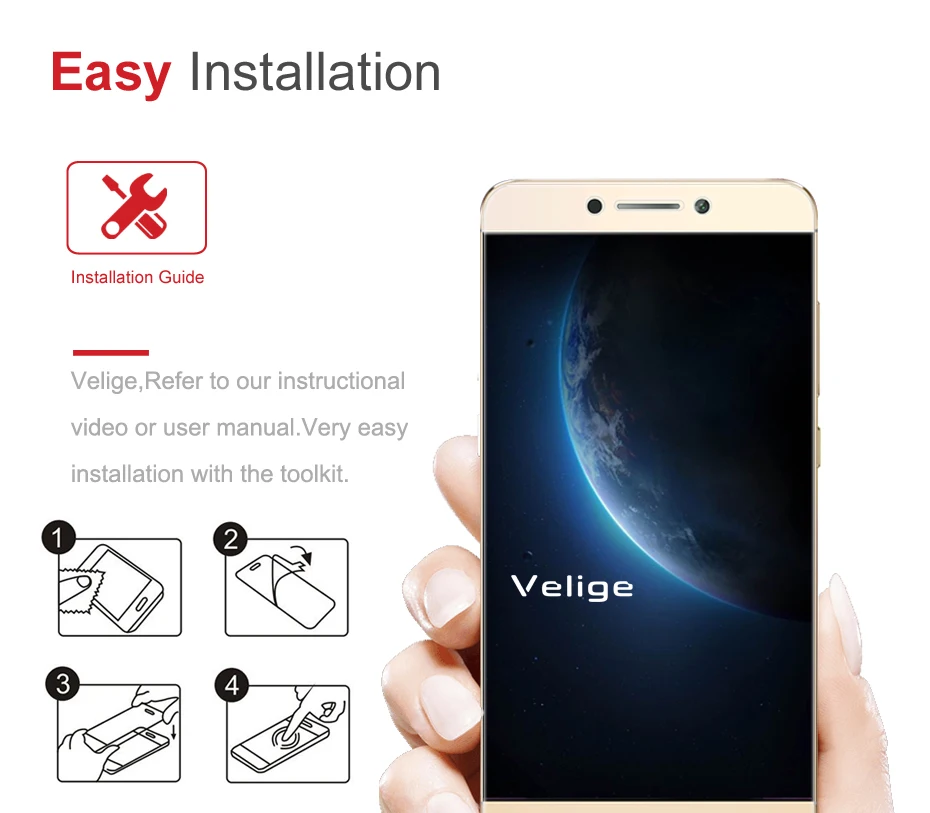 Velige 2.5D Tempered Glass for Letv Leeco le 2 pro le2 X620 X520 X527 Screen Protector 0.3mm Toughened Guard Glass Film (2)