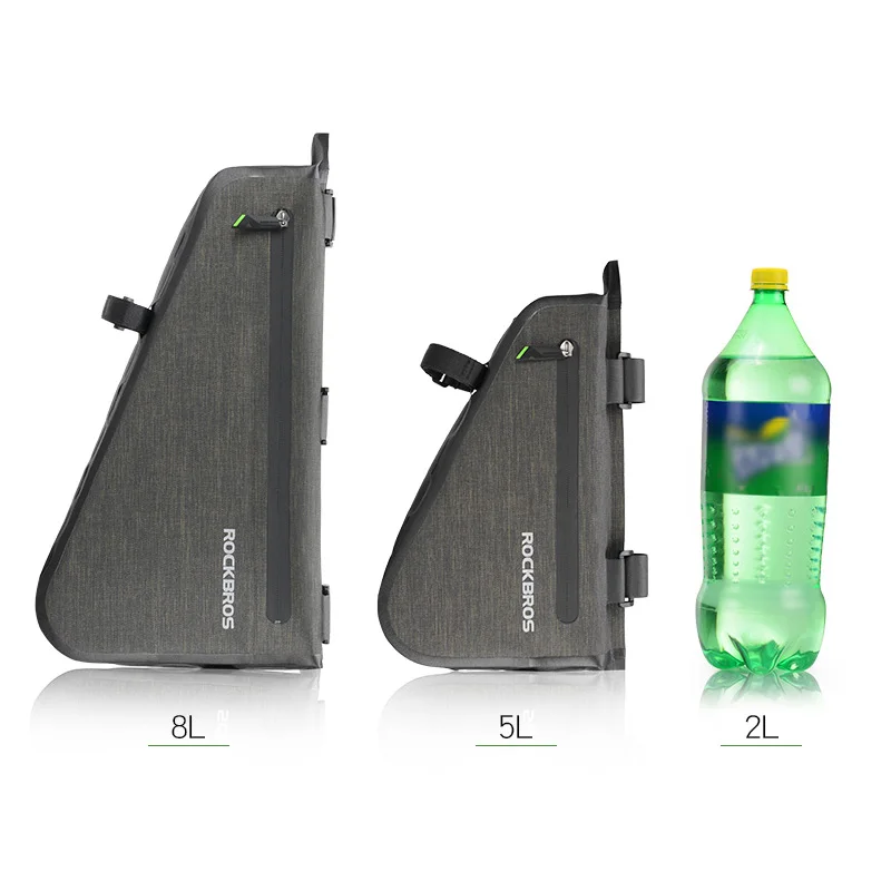 Excellent ROCKBROS 8L MTB Road Bike Bags Triangle Bag Pouch Reflective Rainproof Pannier Portable Adjustable Bicycle Bag Bike Accessories 4