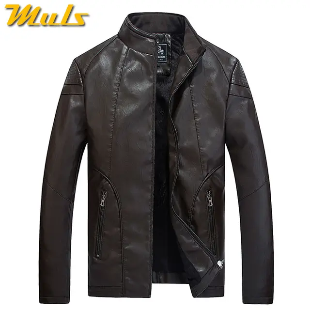 Luxury leather jacket men skin motorcycle stencil Mens fashion brown