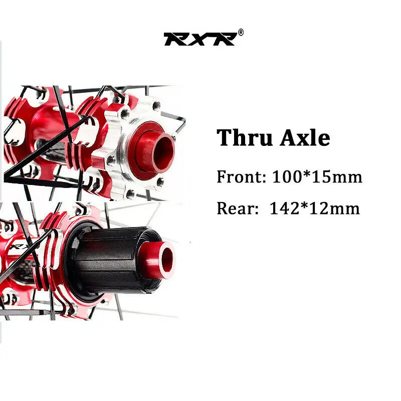Clearance RXR 26/27.5/29" Carbon Hub 7-11Speedwheelset Mountain Bike Wheels Disc Brake 5 Bearings MTB Bicycle Wheelsets Thru Axle/QR 2