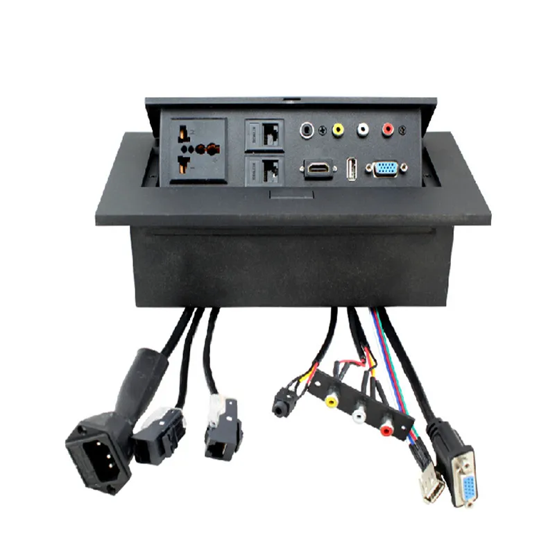 

K518 Multifunctional Desktop Socket Multimedia Hidden Information Box HDMI VGA USB Ports
