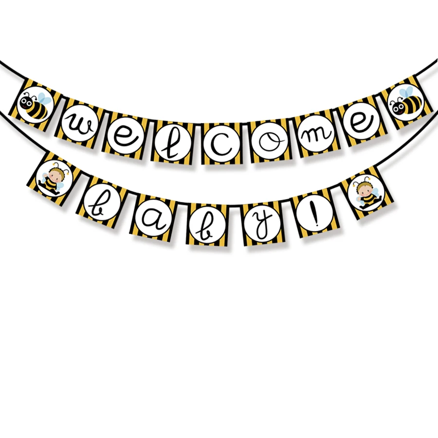 Bumble Bee Baby Shower Party Banner Birthday Decorations Kids Supplies Flags | Дом и сад