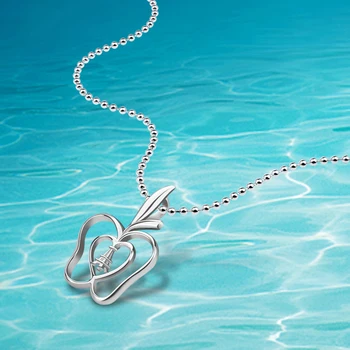 

New stores!925 pure silver woman necklace, apple pendant, small guangzhou tower features long necklace,Sweater chain