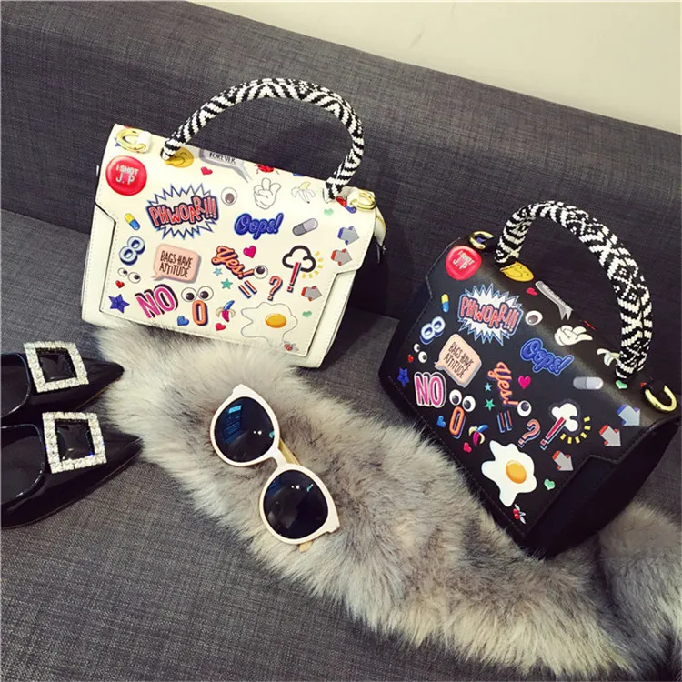 

TekiEssica High Quality Satchel Handbag PU Bag Cartoon Tote Bag Designer Purse Lady Crossbody Messenger Shoudler Bag