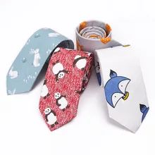 Хлопчатобумажный галстук с рисунком из мультфильма женский и мужской галстук с животным узором европейский и американский модный хлопчатобумажный галстук Ins