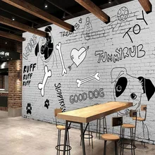 Пользовательские 3d обои на заказ Ресторан украшения Фреска ручная роспись Собака Кости кирпичная стена обои бар pet shop росписи