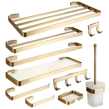 

Bathroom Hardware Set Brass Towel Rack Paper Holder Towel Bar Corner Shelf Toilet Brush holder Antique Bathroom Accessories Set