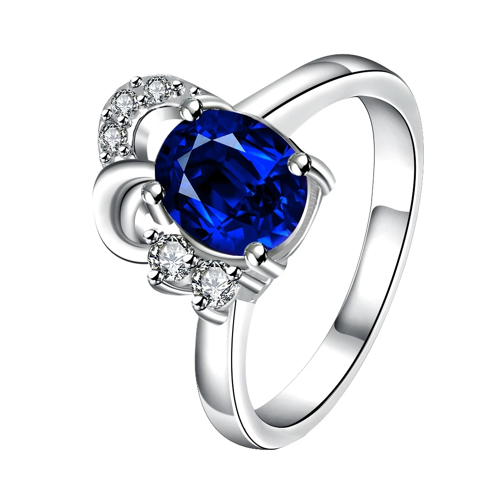 

Eleple Romantic Wedding Rings For Women Girl Birthday Gifts Clear 4 Color Stone Oval Shining Cubic Zirconia Wholesale SPR051