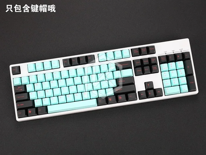 Taihao pbt, двойные брелки для самостоятельной сборки, игровая механическая клавиатура, цвет: черный, оранжевый, голубой, Радужный светильник, серый - Цвет: Keycaps cyanblack x1