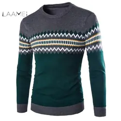 Laamei 2018 Брендовые мужские свитера модное осенне-зимнее Трикотажное изделие с лоскутом рождественские пуловеры мужские повседневные