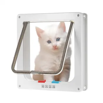 

Cat Flap Door 4 Way Lock Security Flap Door for Dogs Cats Kitten Small Pet Lockable Gate Door Animal Supplies ABS Plastic M/L