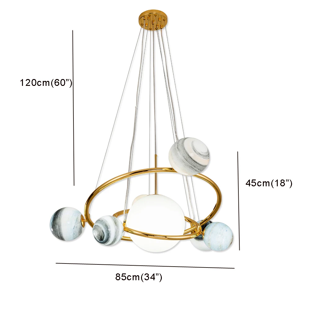 Скандинавские постмодерн подвесные светильники Гостиная Столовая круглая железная стеклянная лампа в форме планеты блеск творческая личность линия подвесные лампы