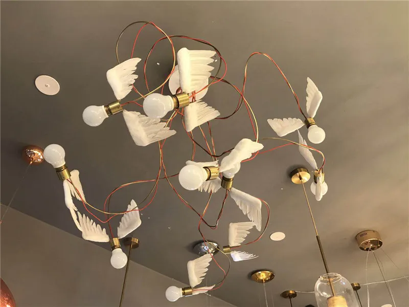 

Modern White Angel wings Chandeliers Desk LED Lamp For living room Wall Sconces Bedroom Hotel exhibition Home Wall Lighting H005