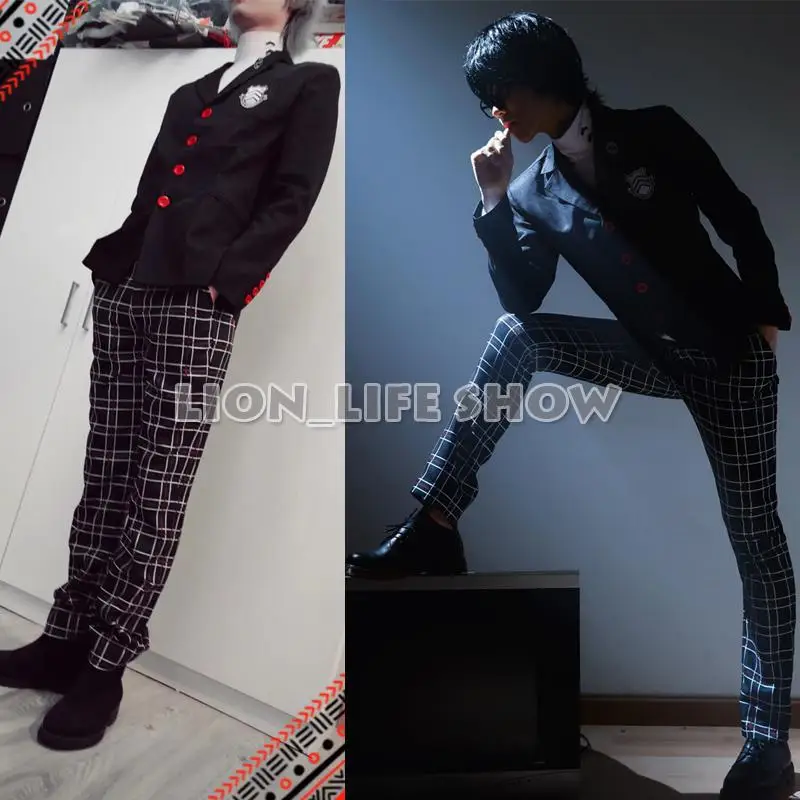 Anime P5 Persona 5 Joker Akira Kurusu Cosplay Costume Men Women Top Pants Set School Girls Uniforms For Halloween Party Outfits Paroun