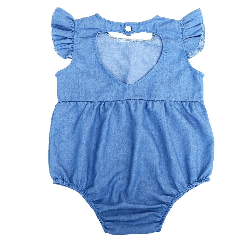 Cotton Demin Blue Baby Toddler Unisex Romper Summer Jumpsuit Bodysuit 70-100M for baby 6-12months