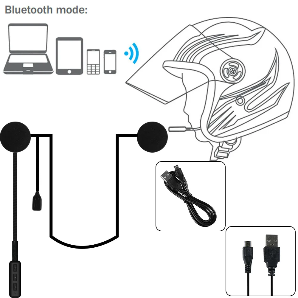 Мотор Шлемы-гарнитуры динамики головы Наушники W/Mic Bluetooth громкой музыки вызова Беспроводной черный интерком для MP3 MP4 смартфонов