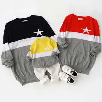

2018 Spring Autumn Style Family Match Clothes Long Sleeve star print Woman Kids Boy Girl T-shirt Tops Outfit Matching Clothing