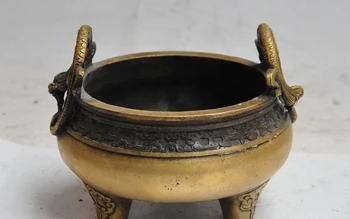 

5"marked china Buddhism bronze animal dragon beast statue incense burner Censer