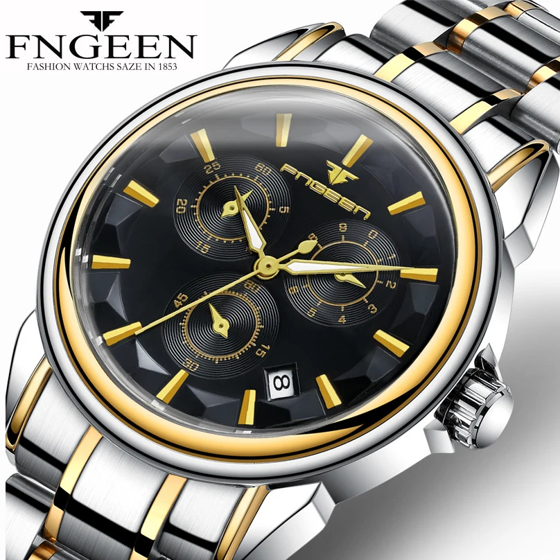 

Fngeen Brand Watch Men Fashion Wristwatch Stainless Steel Band Casual Automatic Mechanical Watches Men Clock Relogio Masculino