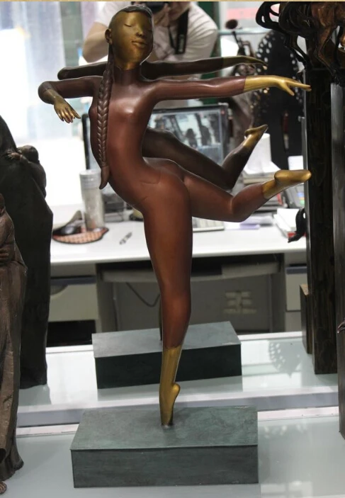 

30"China Chinese Palace Copper Bronze Belle Women Girl Dance Art Sculpture