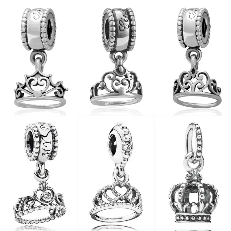 

Noble Splendor Love Heart My Princess Tiara Royal Crown Pendant Charm Fit Pandora Bracelet 925 Sterling Silver Bead Jewelry