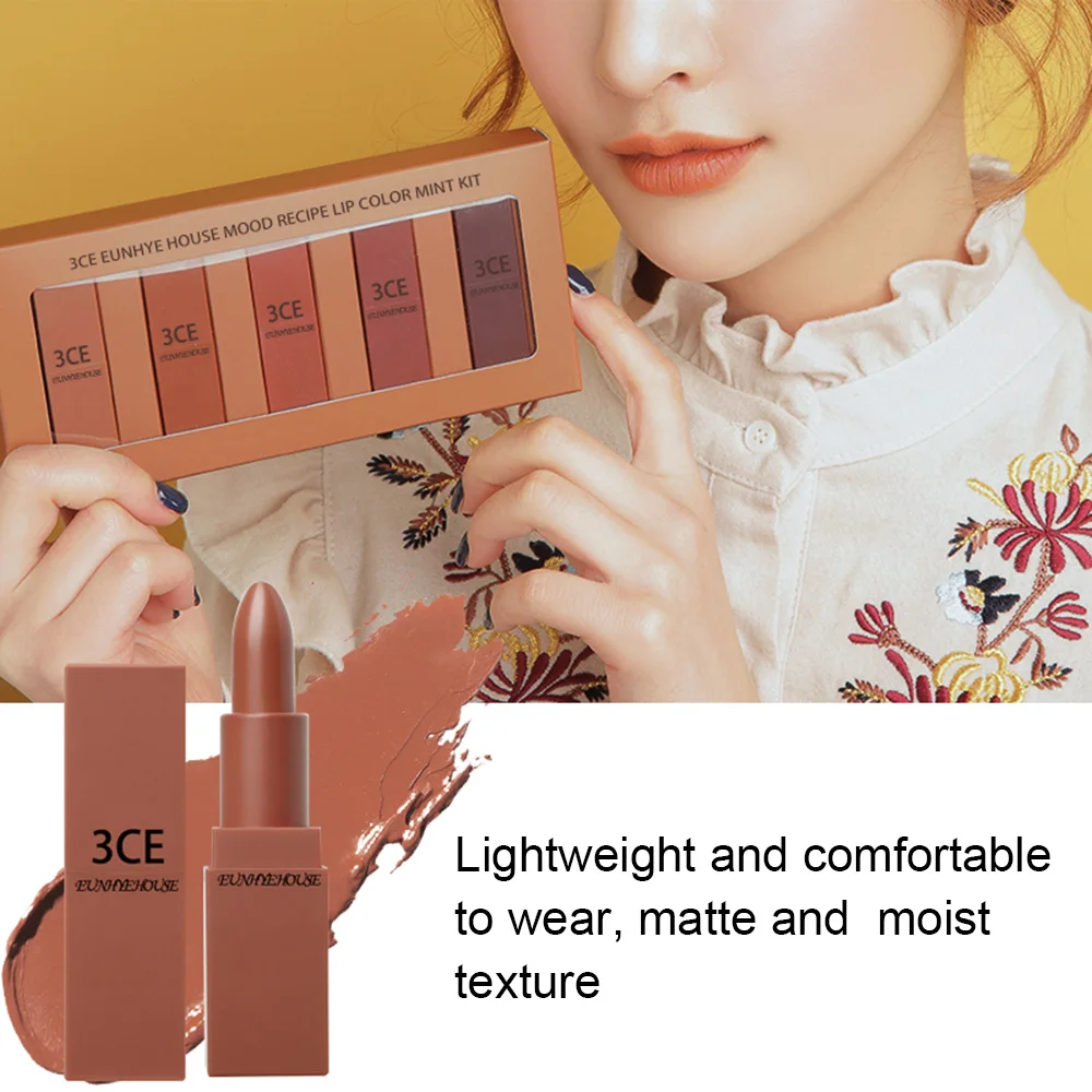 

3CE Eunhye House Lips Makeup Matte Lipstick Set Moisturizing Lasting Easy Use Lip Balm 5 Colors Lip Tint Makeup