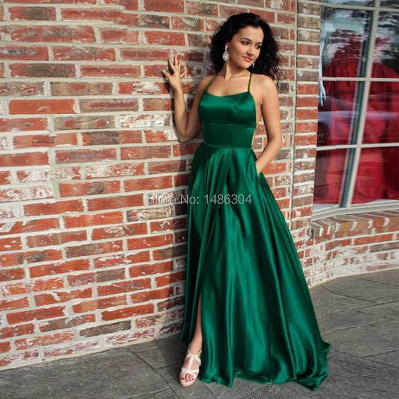 Sexy-Halter-Backless-Side-Slit-A-Line-Long-Emerald-Green-Prom-Dresses-with-Pockets-Satin-Dress