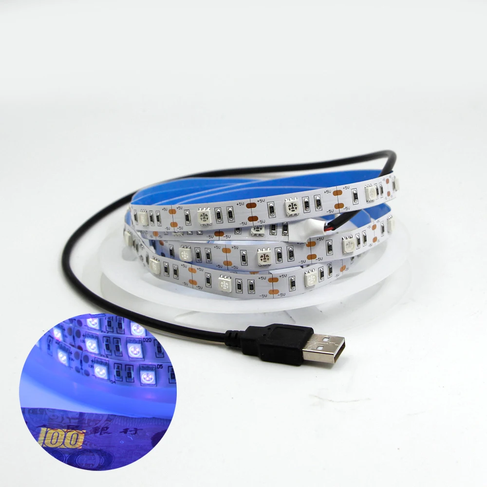 USB DC5V 5050 UV Ultraviolet purple Strip lights 30led/m No-waterproof tape lamp 