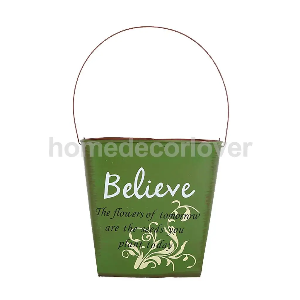 Metal Iron Flower Pot Wall Fence Hanging Balcony Garden Patio Planter Home Decor	