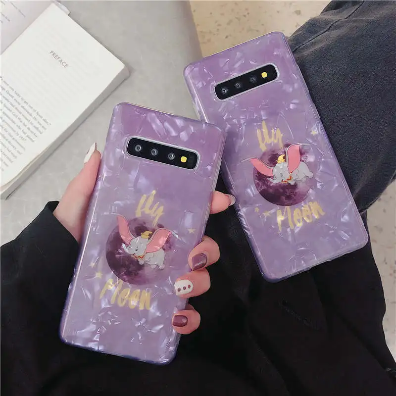 

Fashion Cute Dumbo silicone soft case for Samsung Galaxy S8 S9 S10 Plus Back cover For Samsung Note 8 9 S9 Conch Shell cases