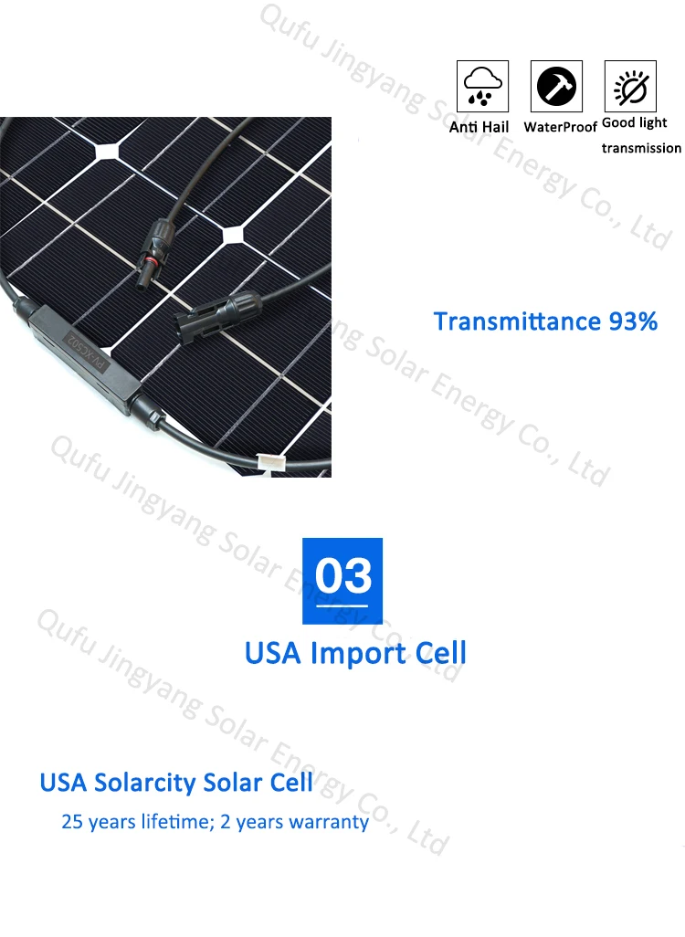 Semi гибкая 100 ватт Панели солнечные 12 V, и он имеет высокую эффективность класса А monocsytalline солнечных батарей 100 W; монокристаллический Панели солнечные s
