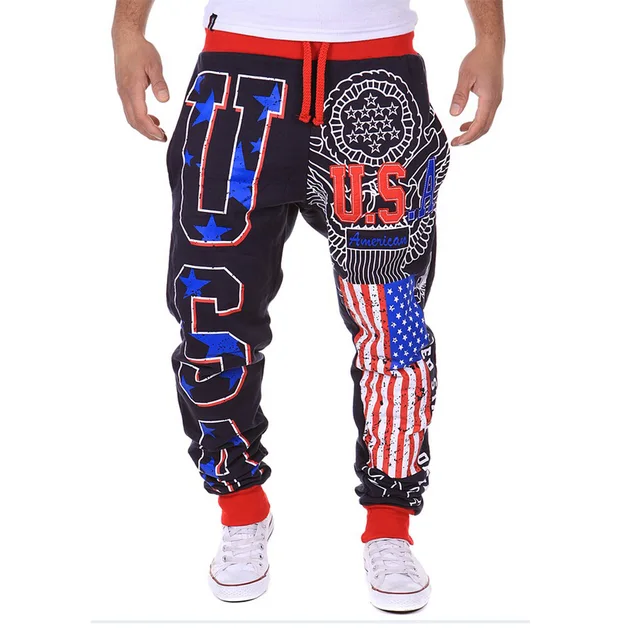 Hot Sell Classics Fashion Men's Casual pants American Flag USA Printed letters Design Harem