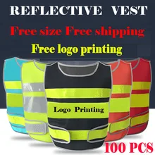 SPARDWEAR 100 шт, настраиваемый светоотражающий сетчатый жилет с принтом логотипа, жилет со светоотражающими кристаллами