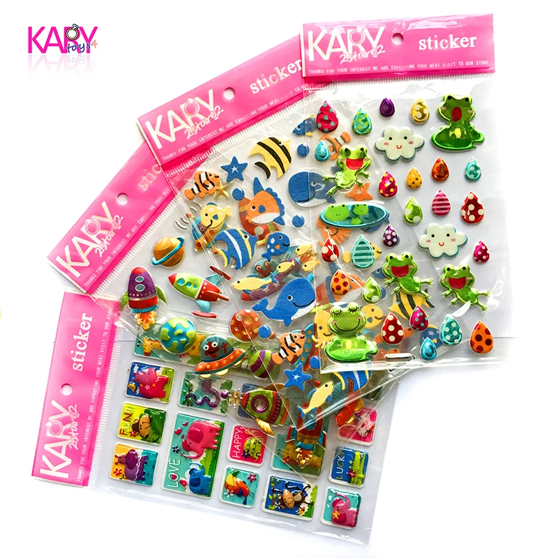 

4pcs/set High Quality Special Scrapbooking Stickers 3D Shiny Bling Sparkle Undulate Bubble Fabrics Animal Emoji Toys Reward Kids