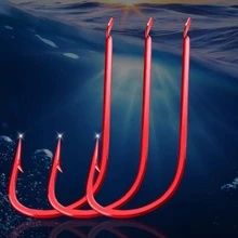 YINGTOUMAN 2 упак./лот 100 C высокие крючки из углеродистой стали красные рукава с колючей крючки с блесной в виде кальмара подходит для маленькой рыбы 0,3#-7,0