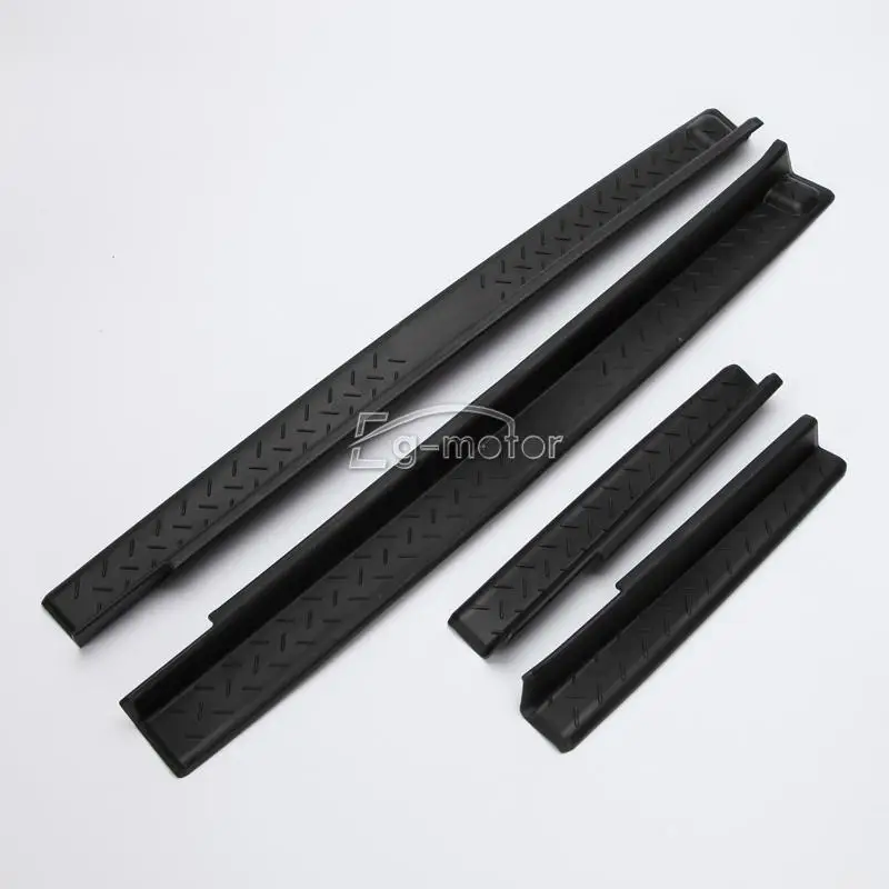 4x Black Door Sill Scuff Plates Guards Protector For Jeep Wrangler JK 4DR 2007 2015 82210106