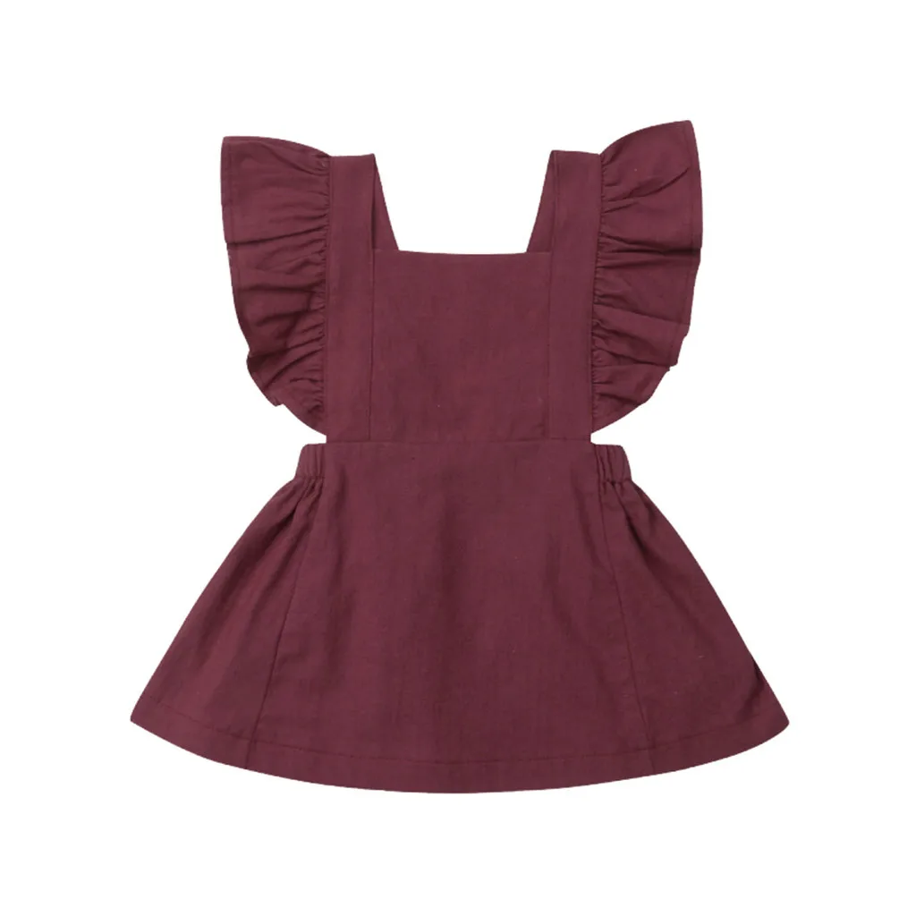 

Simple And Comfortable Toddler Girl Summer Dress Sleeveless Ruffle Solid Dress Backless Dresses Clothes платье для девочки F4