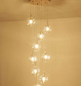 

Nordic Stairs Chandelier Creative Personality Duplex House Villa Living Room Lights Dry Twilight Glass Rotating Stairs Long lamp