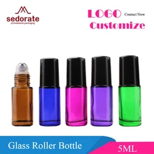 Sedorate 50 шт./лот мини Стекло флакон 5 мл Нержавеющая сталь ролик Фиксаторы Бутылочки Эфирные масла ролл на бутылку контейнеры lz024